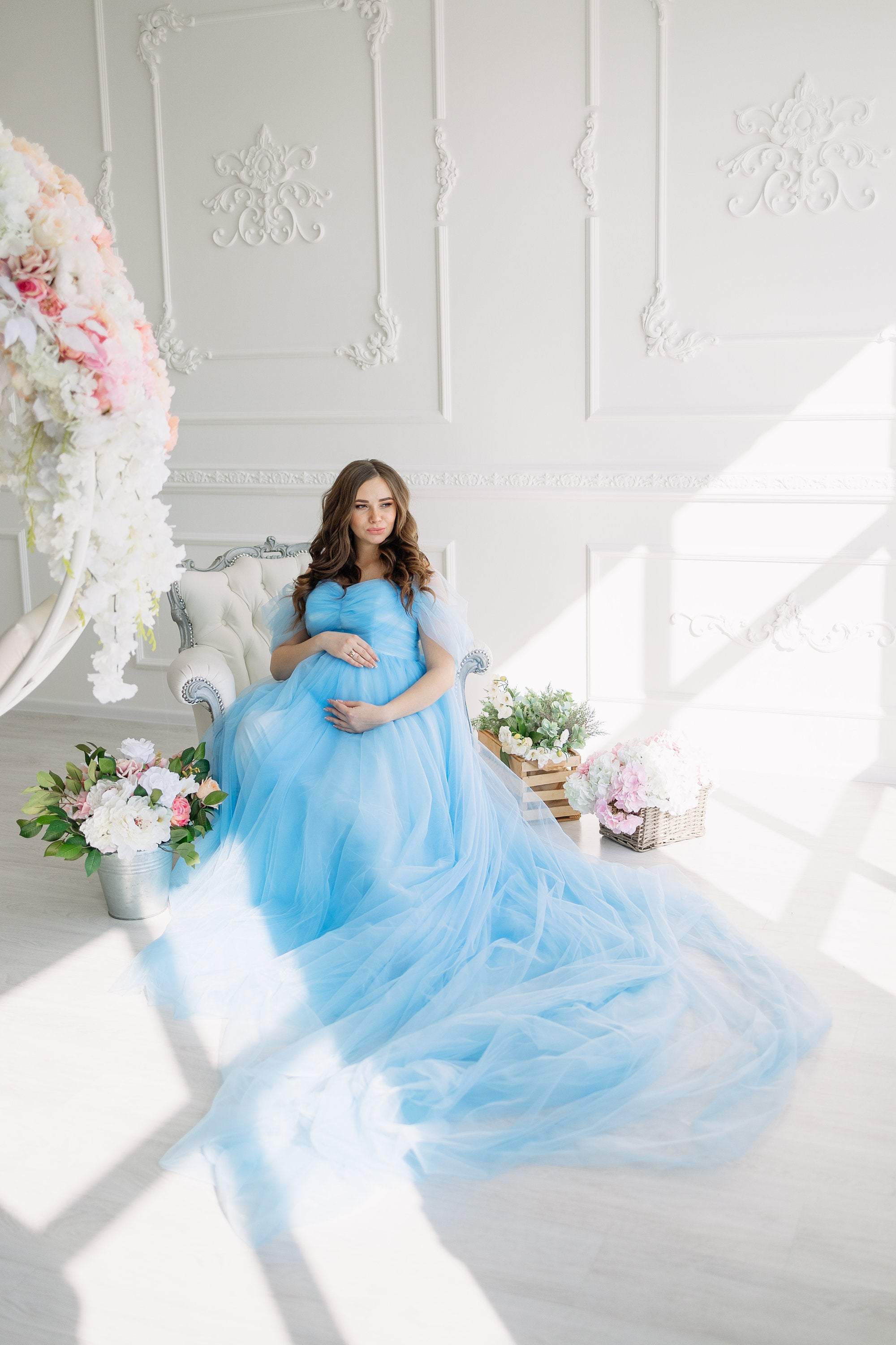 Maternity Tulle Dress, Baby Blue ...